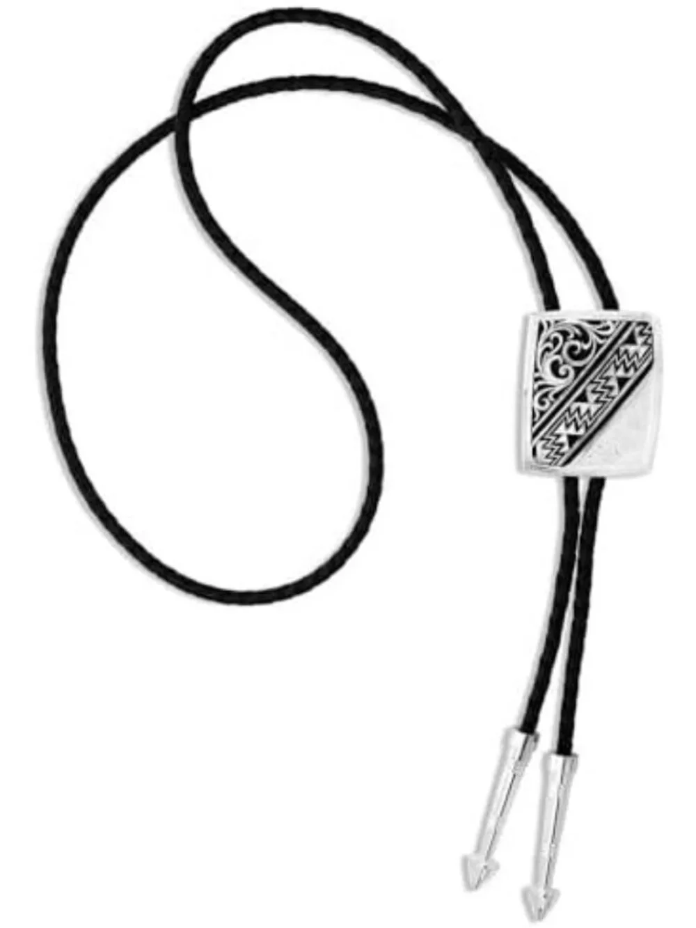 Southwestern Style Braided Leather Bolo Tie with Silver Arrow Tips - Western